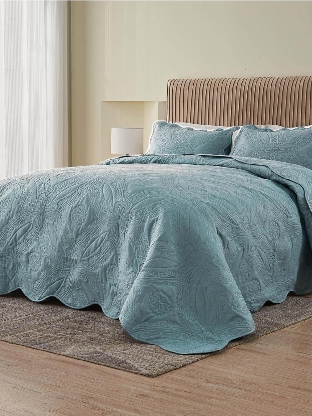 Elegant Teal Quilted Bedspread Set - Classic Bedding